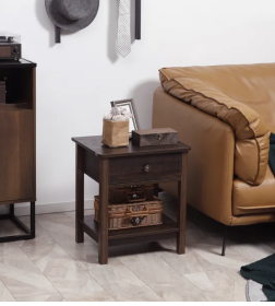 Dark Brown End Table with Storage Space