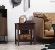 Dark Brown End Table with Storage Space
