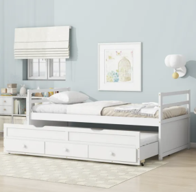 Kids Bed with Trundle & Storage