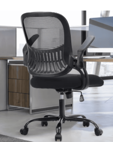 Ergonomic Mid-Back Mesh Office Chair — Adjustable Height Swivel Task Chair with Lumbar Support