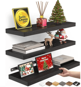 Wall‑Mounted Rustic Wood Shelves (Set of 3)