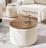 2‑Piece Round Chenille Storage Ottoman Set