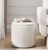 2‑Piece Round Chenille Storage Ottoman Set