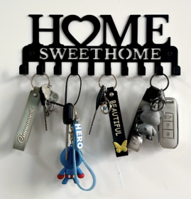 Entryway 'Home Sweet Home' Wall Decor Hooks for Keys, Hats & Accessories