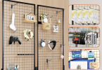 Floor-Standing  Grid Wall Panels Tower with Clips & Hooks