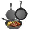 3‑Piece Cast Iron Non Stick Skillet Set