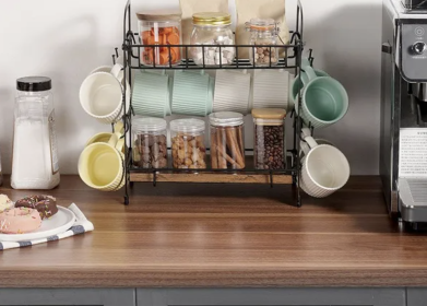 Kitchen Coffee Organizer Station | Countertop Coffee Bar Storage