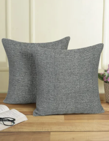 Decorative Gray Woven Textured Pillow Cover 18x18