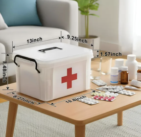 15QT Clear Medicine Organizer Box with Handle & Tray
