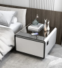 Smart Side Table with LED Sensor Light, Built-In Fridge, Wireless Charging & USB Ports – Modern End Table