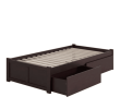 Twin XL Platform Bed Frame with 2 Storage Drawers in Espresso