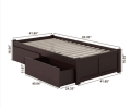 Twin XL Platform Bed Frame with 2 Storage Drawers in Espresso