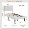 Set of 2 - Twin size White Tufted Upholstered Platform Bed Frame with Headboard