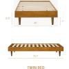 Twin size Mid-Century Modern Platform Bed Frame in Light Wood Finish