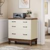Vintage White/Rustic Brown 3 Drawer Filing Cabinet Printer Stand