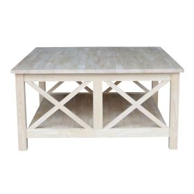 cSquare Unfinished Solid Wood Coffee Table with Bottom Shelf