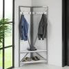 Modern Metal Hall Tree Coat Rack Shoe Storage Bench with White Seat and Shelf