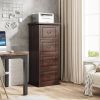 fuuTraditional Vertical File Cabinet in Walnut Wood Finish with 4 Storage Drawers