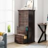 fuuTraditional Vertical File Cabinet in Walnut Wood Finish with 4 Storage Drawers