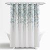 72-inch White Blue Grey Floral Flowers Shower Curtain