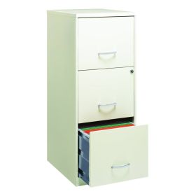 offWhite Metal 3-Drawer Vertical File Cabinet with 2 Locking Drawers
