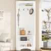 Modern White Corner Hall Tree Coat Rack Entryway Storage Cabinet Shoe Bench