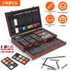 140Pcs Art Supplies In Elegant Wooden Box Professional Art Kit