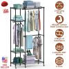 4 Tier Heavy Duty Garment Rack with Wheels Carbon Steel Clothing Rack Portable Wardrobe Clothes Rack with 3 Hanging Rods 6 Footrests 44.9x17.13x77.95i