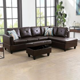 Brown Faux Leather 3-Piece Couch