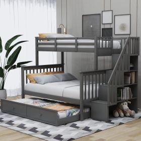 Stairway Twin-Over-Full Bunk Bed + Storage + Guard Rail