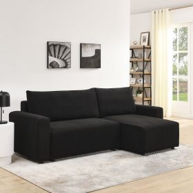 L Shaped Modular Corduroy Upholstered 3 Seater Sofa Bed + Storage