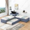L-shaped Upholstered Platform Twin Bed