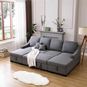 Upholstery Sleeper Sectional Sofa with Double Storage Spaces