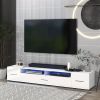 Extended Minimalist Design TV stand with Color Changing LED Lights,