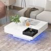 Square Coffee Table with Detachable Tray / LED Strip Lights