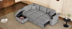 L-Shape Corner Couch Sofa-Bed with Storage Ottoman