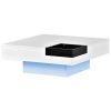 Square Coffee Table with Detachable Tray / LED Strip Lights