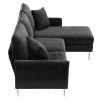 Modern Chenille L-Shaped Sofa with Reversible Lounge Sectional Couch Set