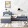 L-shaped Upholstered Platform Twin Bed