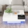 Square Coffee Table with Detachable Tray / LED Strip Lights