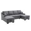 Upholstery Sleeper Sectional Sofa with Double Storage Spaces