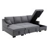 Upholstery Sleeper Sectional Sofa with Double Storage Spaces