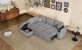 L-Shape Corner Couch Sofa-Bed with Storage Ottoman