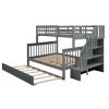Stairway Twin-Over-Full Bunk Bed + Storage + Guard Rail