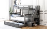 Stairway Twin-Over-Full Bunk Bed + Storage + Guard Rail