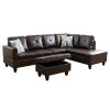 Brown Faux Leather 3-Piece Couch