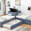 L-shaped Upholstered Platform Twin Bed