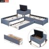 L-shaped Upholstered Platform Twin Bed