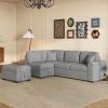 L-Shape Corner Couch Sofa-Bed with Storage Ottoman
