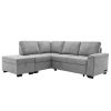 L-Shape Corner Couch Sofa-Bed with Storage Ottoman